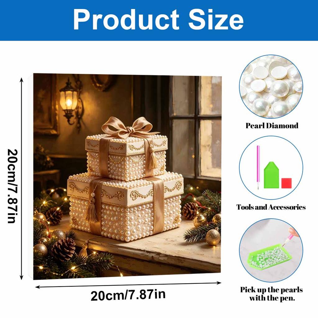 DlY Mini Framed Pearl Painting Kit Beads Christmas Gift Box Canvas Home Decor Painting
