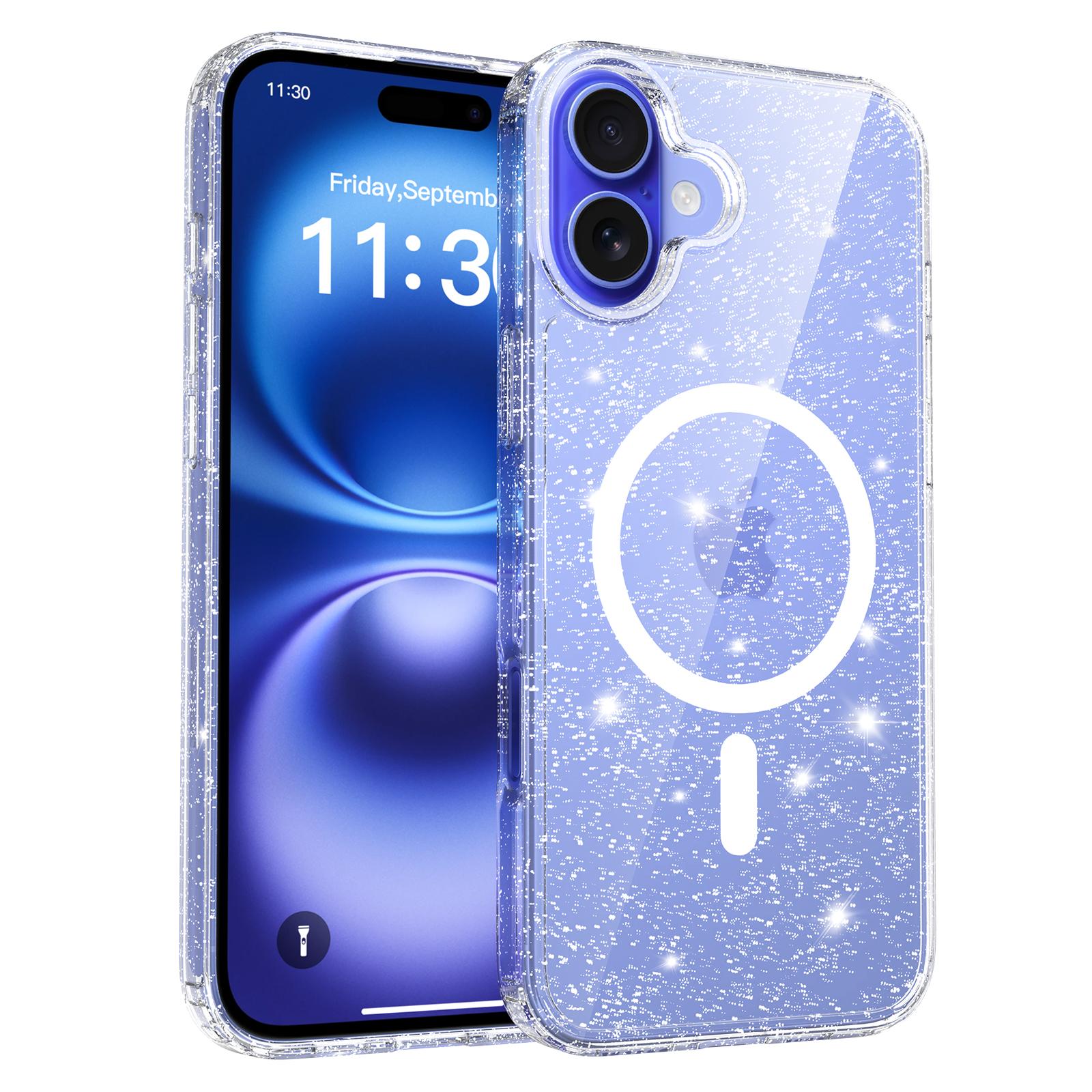 

Прозрачный чехол с блестками против пожелтения для Magsafe Iphone 17 Air 16 E 15 15Pro 14 Plus 13 Pro Max 13Pro 14Pro 16Pro 17Pro Mag Safe Чехол для телефона Аксессуары iphone 13 Pro Max