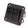 2 Gang Rocker Switch Panel Waterproof ON OFF 12V 24V Aluminum Alloy Blue Backlit for Car Boat Truck