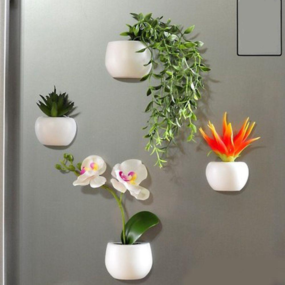 Flower Artificial Plant Succulent Potted Fridge Magnets Board Stickers Note Holder Message Sticker