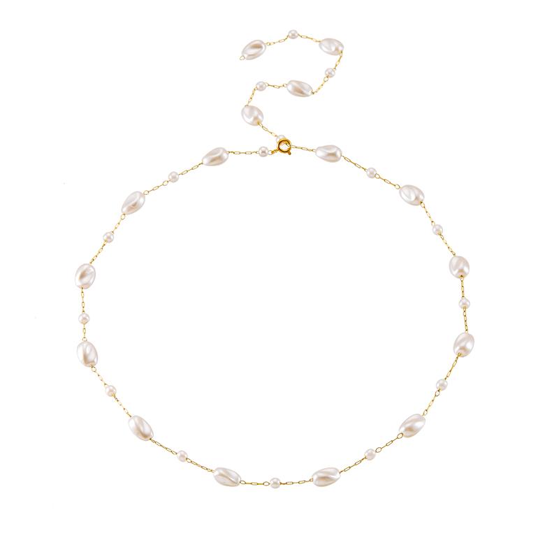 DIEYURO 316L Stainless Steel White Irregular Pearls Necklace Bracelet For Womens 2025 New Trend Golden Non-fading Jewelry Set