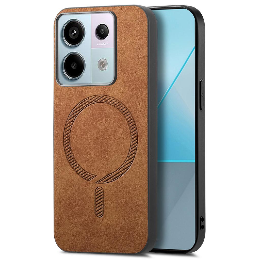 B1 For Xiaomi Poco X6 5G/Redmi Note 13 Pro 5G Leather Back Case Compatible with MagSafe Skin-Touch Phone Cover