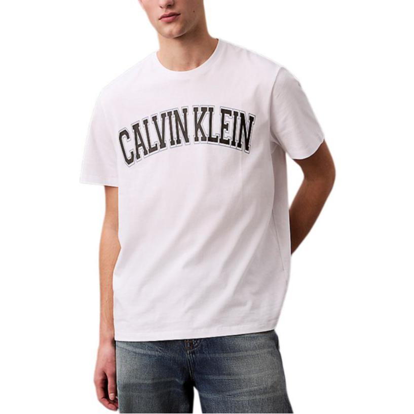 

Calvin Klein Letter Minimalist Loose Fit Round Neck Short Sleeve T-Shirt Men Tops Bright-White LV04RB847G-YAA XS