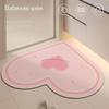 Red Heart-Shaped Carpet Bathroom Mat Diatomaceous Earth Water-Absorbing Mat Quick-Dry Non-Slip Mat