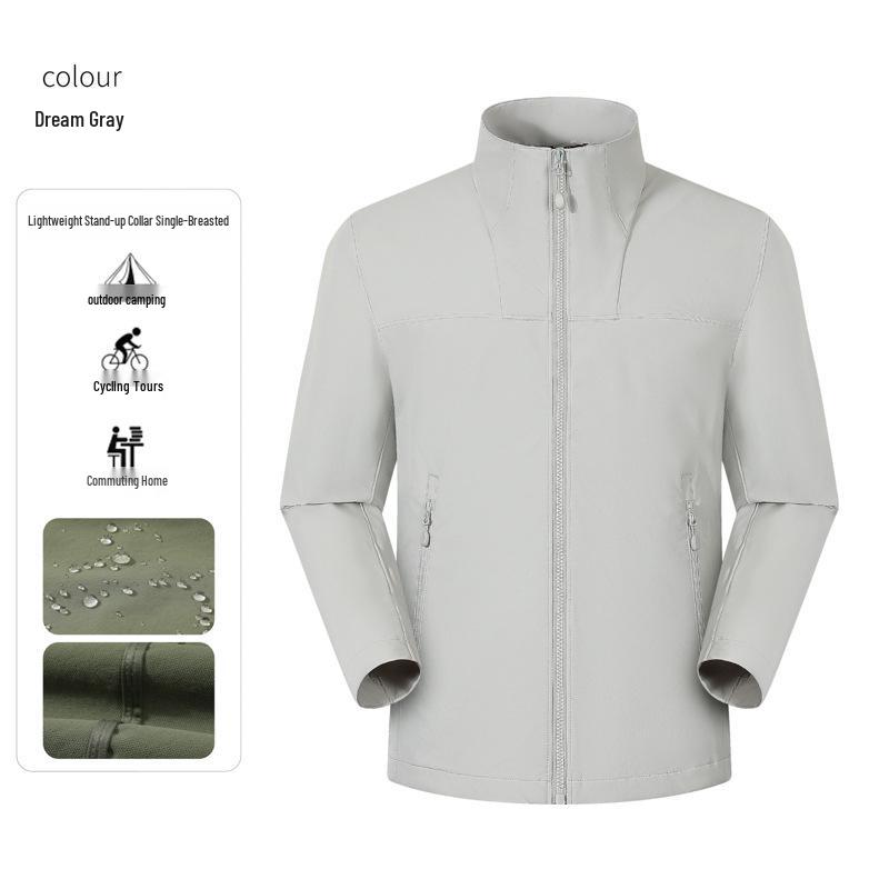 Customizable Stand Collar Windbreaker: Team Logo, Casual Outdoor Jacket, Windproof for Spring & Autumn.