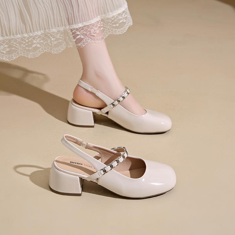 Women's Summer Mary's Shoes 2025 New Fashion Thick Heel Back Strap High Heel Sandals Women's Party Dress Pumps Shoes