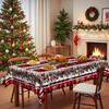Christmas Red And Black Plaid Tablecloth, Snowflake Berry Pine Cone Print, Restaurant Coffee Table Party Decorative Cloth