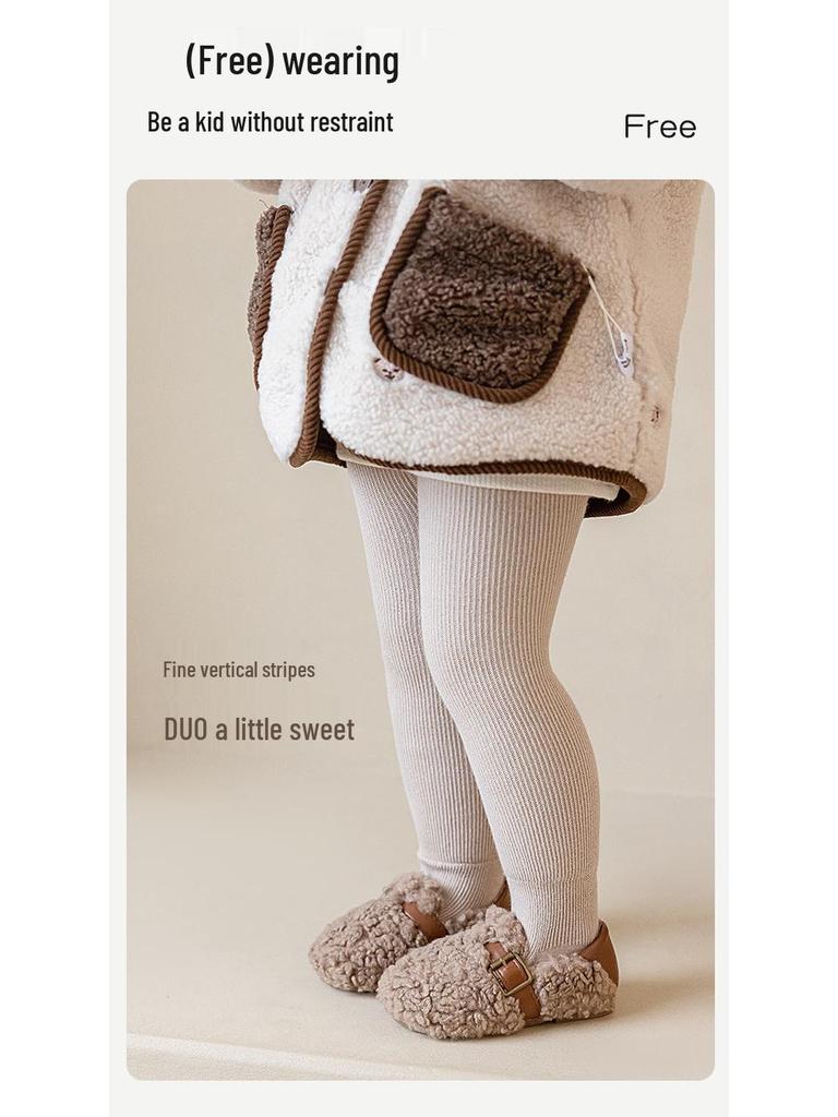 Winter Fleece-Lined Baby Leggings: Warm, Open-Crotch, Thickened One-Piece Pants for Children