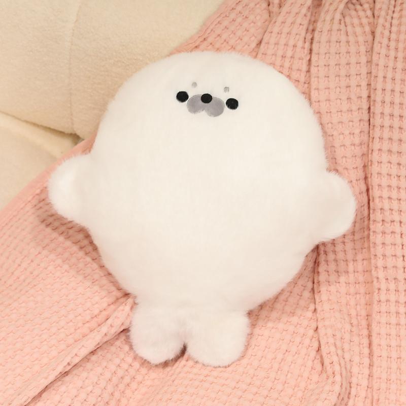 Chubby Cartoon Seal Plush Toy Cozy Soft Hand Warmer Throw Pillow for Office Nap Lovely Room Decor Xmas Gift