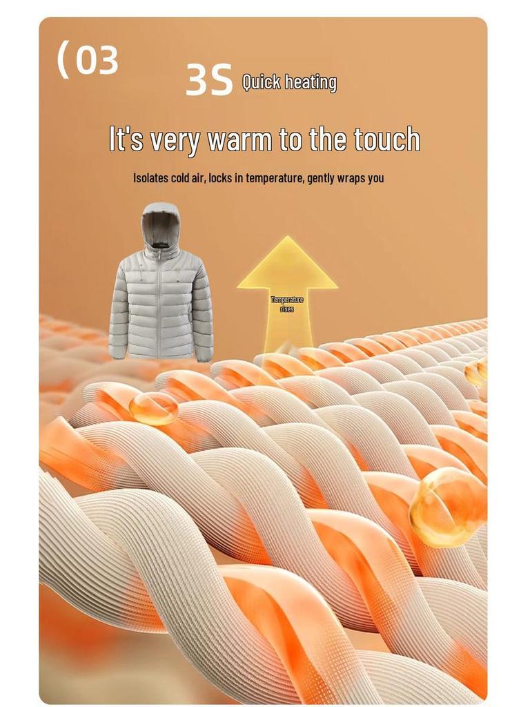 Unisex Lightweight Hooded Short Down Jacket – Versatile Ribbed Winter Coat