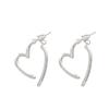 Large Hollow Irregular Open Heart Drop Earrings Smooth Polished Minimalist Love Shape Dangle Ear Jewelry for Women Daily Dating Wear