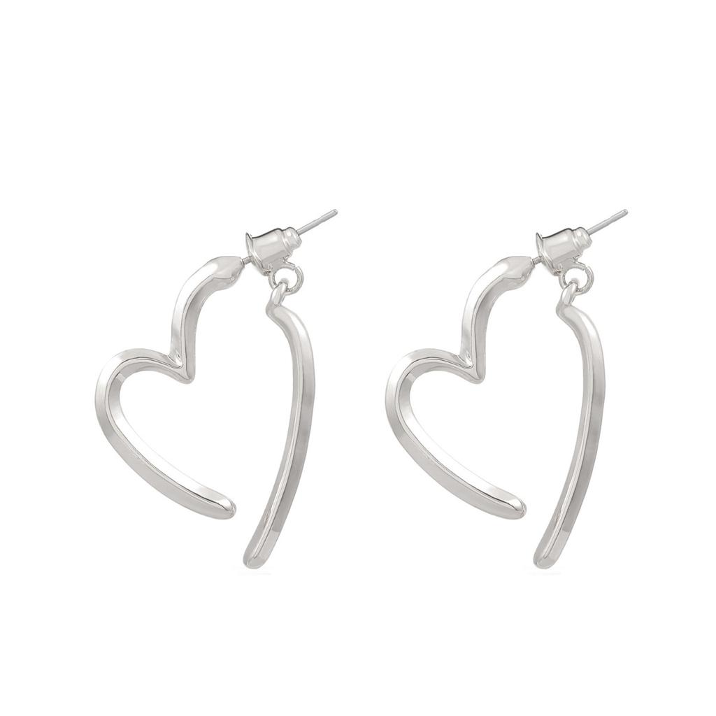 Large Hollow Irregular Open Heart Drop Earrings Smooth Polished Minimalist Love Shape Dangle Ear Jewelry for Women Daily Dating Wear