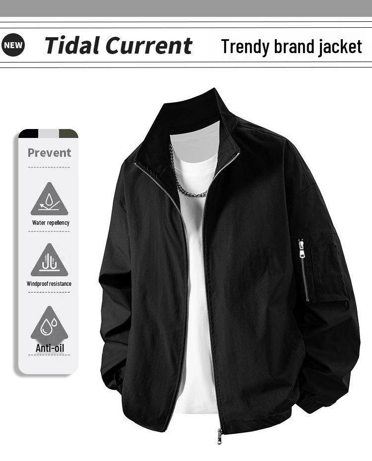 Men's Solid Color Baseball Bomber Jacket - Youth Spring/Autumn Casual Fashion Outerwear