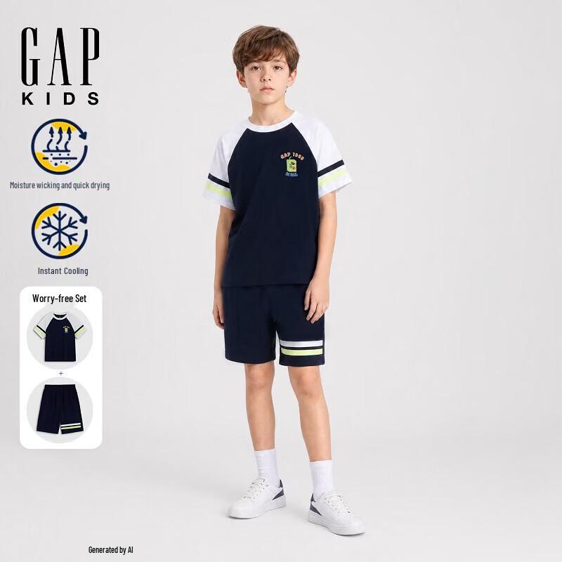GAP Boy s Moisture-Wicking Cool Short Sleeve Shorts Set 130 cm (8-9Y Asian Size)