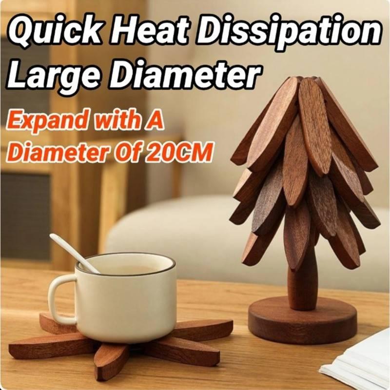 3/4/5Pcs Solid Wood Insulation Placemat Anti-Scalding Mat Tree Household High Temperature Resistant Table Mat