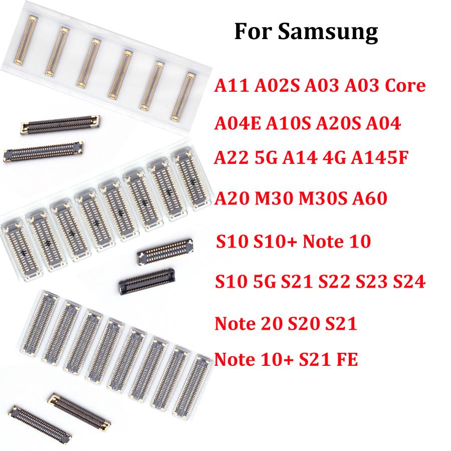10pcs For Samsung S10 NOTE10 20 S21 S22 S23 A30S A40 A12 A50 A60 A02S A10S A14 LCD Display Screen Flex FPC Connector On Board