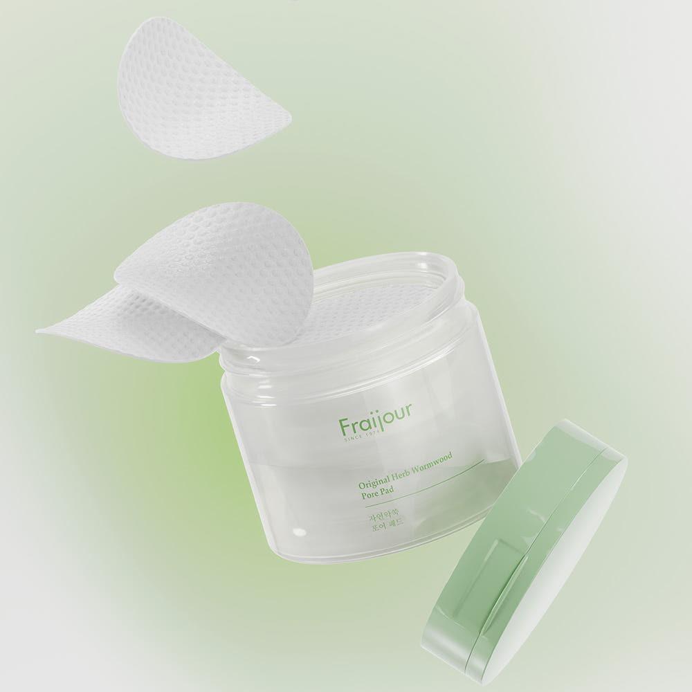 Fraijour Original Herb Wormwood Pore Pad Pore Clarifying Exfoliating 60 Pads + 60 Pads Refill Toner Pad Daily Peeling