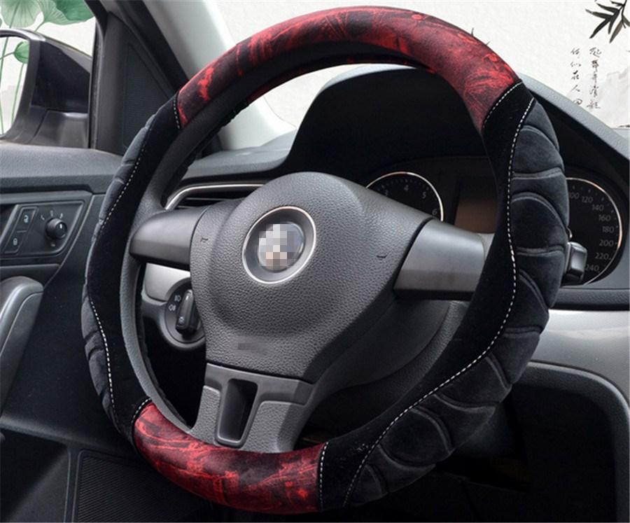 New short plush steering wheel cover flocking car handle warm non-slip for car