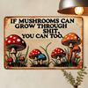 Metal Poster Mushroom Decor, Vintage 2D Sign for Wall, Funny Home Garden Art