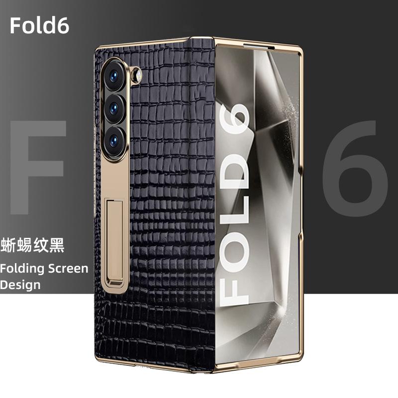 Genuine Leather Flip Case for Samsung Galaxy Z Fold3 4 5 6 W22 W23 W24 Business Bracket Cover