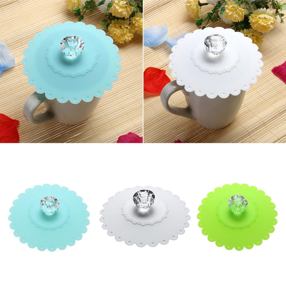 1PCS Lace Silicone Diamond Cup Lid Dustproof Leakproof Reusable Silicone Diamond Seal Cover Thermal Insulation Cup Cover