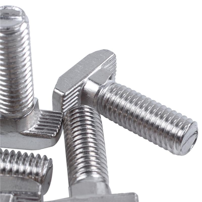 CYCLI-M8 Thread T-Slot Drop-In Stud Sliding Screw Bolt Silver Tone 30Pcs