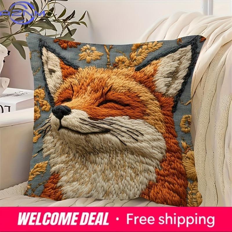 Fox printed pillowcase comfortable and cute home decoration sofa cushion cover home decoration D printing