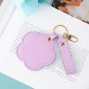 Faux Leather Flower Makeup Mirror Waterproof Portable Vanity Mirror Keychain