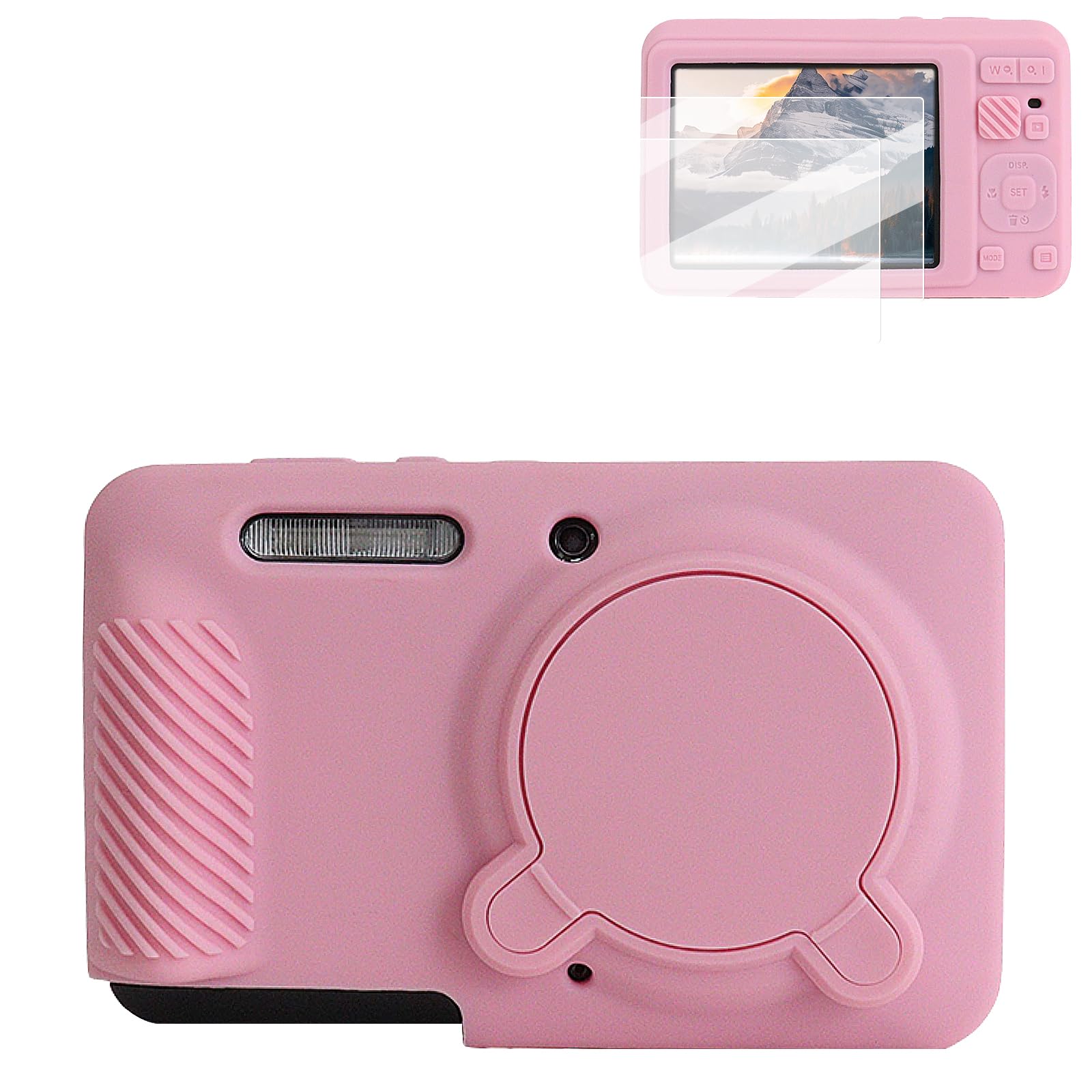 

Силіконовий чохол Rieibi для Kodak PIXPRO FZ55 Включає 2 захисні плівки для екрана, знімну лінзу та рожевий фотоапарат, протектори, кришку, нековзкий дизайн,