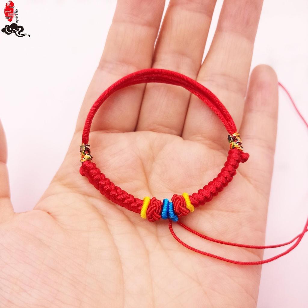 Unisex Baby Colorful Red Rope Anklet Bracelet with Gold, Silver & Jade Charms