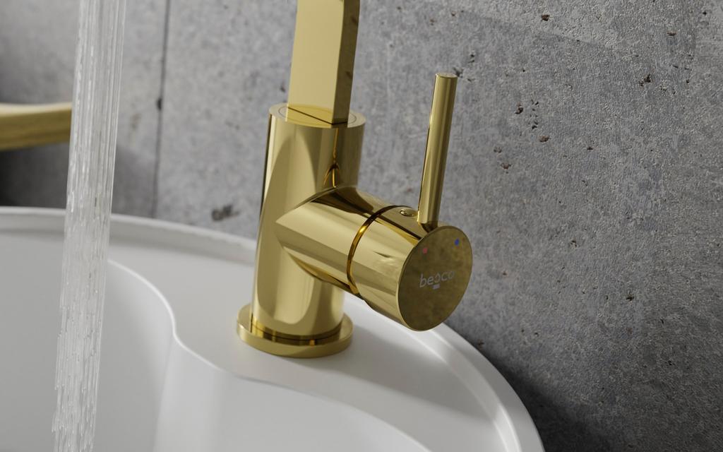 DECCO I light gold Besco tall washbasin tap
