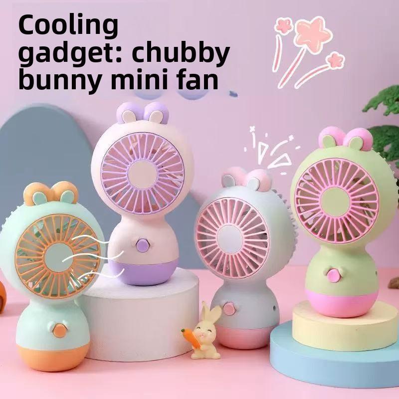 Cartoon Rabbit Desktop Small Fan - USB Charging Handheld Electric Fan with Adjustable Wind Direction for Up and Down Movement