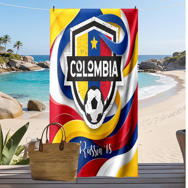 Asciugamano da Spiaggia Stampa Calcio Colombia Asciugatura Rapida Super Assorbente Morbido Asciugamano da Bagno per Nuoto Spiaggia Viaggio Souvenir Regalo