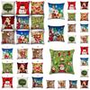 Charming Happy Christmas Linen Sofa Cushion Cover Vibrant Holiday Decoration
