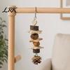 Natural Bird Chew Toys Parrot Toy, Pine Cone Wooden Blocks Dried Fruit Toy Enrichment Cage Accessories for Small Medium Parrots Foraging Biting