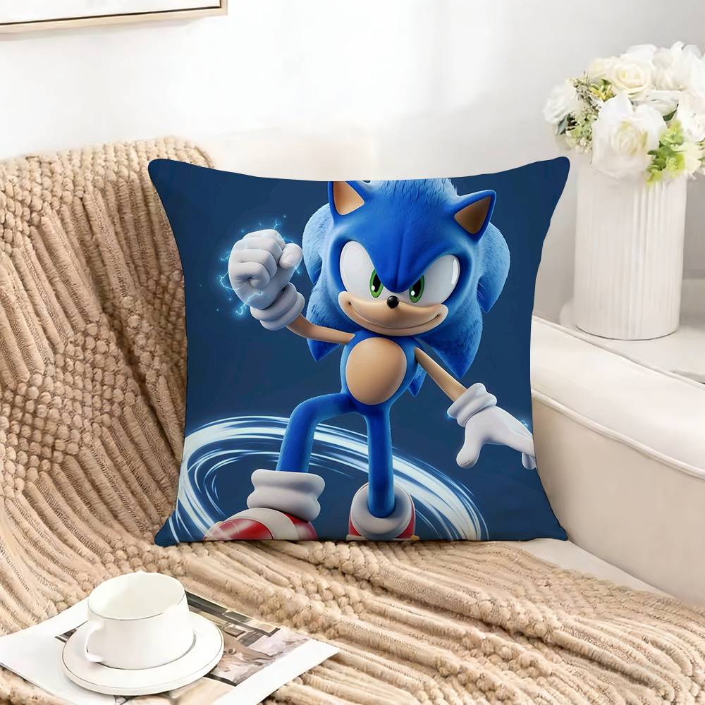 Cool SSonics HHedgehog Pillow Case Square DoubleSided Sofa Cushion Cover Bedroom Bedside Pillow
