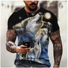 Summer Round Neck 3D Wolf Print Top Fashionable Casual Short Sleeved Men's T-shirts