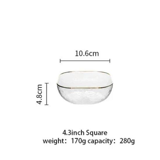 

Салатница Nordic Golden Border Прозрачная стеклянная тарелка для фруктов Десертная круглая квадратная миска Столовая посуда Обеденные тарелки Обеденные тарелки