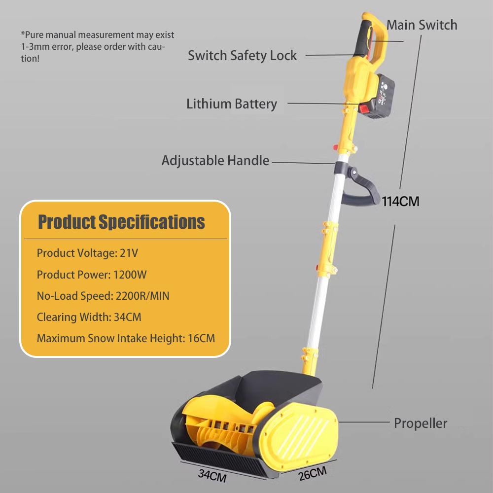 Battery-Powered Snow Blower Cordless Electric Snow Thrower Snow Clearing Machine Lightweight Snow Removal Tool for Driveway