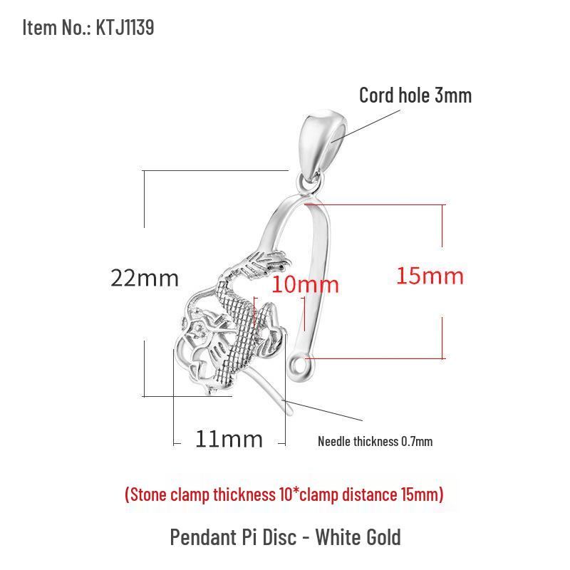 

Sterling Silver S925 Chinese Dragon Pendant with Amber Jade Clip Necklace платиновий