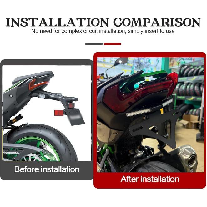 Compatible with Z900 2025 Z900 License Plate Holder with LED Turn Light Short Tail Motorcycle Integrated License Plate Holder Turn Signal Fender
