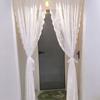 2pcs White Lace Mesh Curtain Embroidered Translucent Gauze Curtain Rod-pocket/Velcro