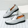 Mocassins Minimalistes Blancs en Cuir pour Homme Antidérapants Plats Chaussures Décontractées Chaussures Confortables pour le Trajet Quotidien Mode