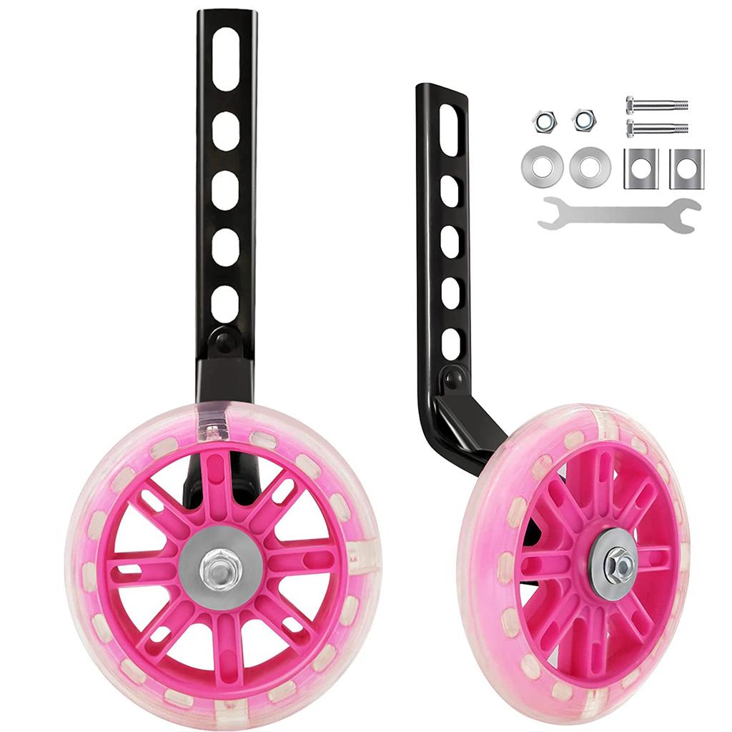 Bike Training Wheels Mute Flash Wheels with Adjustable Bicycle Stabilizer Mounted Compatible for 12-20 inch Kids Boy Girls Bike