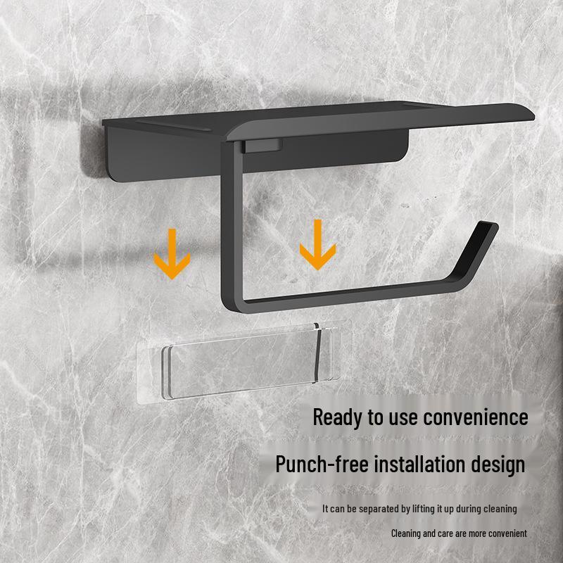Punch-Free Wall-Mounted Toilet Paper Holder and Towel Rack
