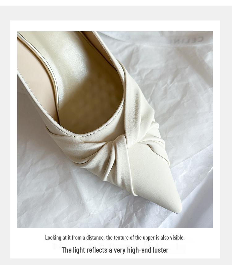 2025 Spring Women's French Twist Pointed Toe Stiletto Heels - Large Sizes 41-43 for Commuting and Work