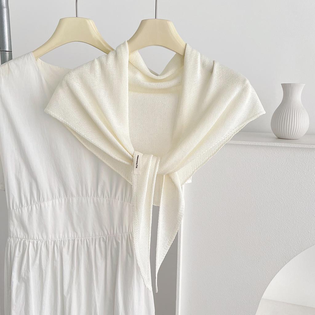 New atmosphere solid color wool triangle scarf women's spring and autumn versatile thin neck scarf air conditioner shawl outside the room