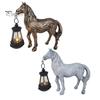 Patio Resin Decoration Solar Garden Horse Figurine Sculpture with Lantern Animal Desktop Retro Statue for Farmhouse Home Indoor Outdoor Decor Yard Art