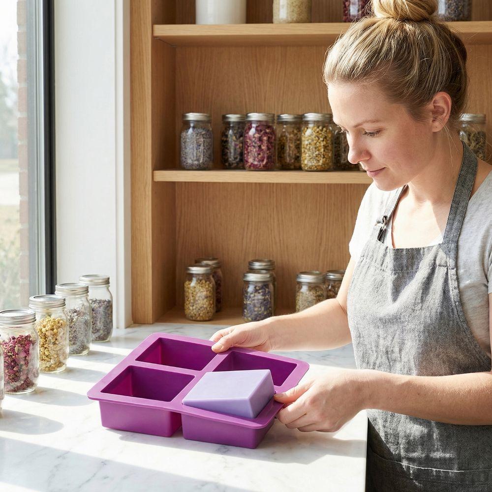 Forma do robienia mydła 4-komorowa Rękodzieło DIY Prostokątna forma do mydła Pudełko na mydło Forma do tostów Robienie lodów