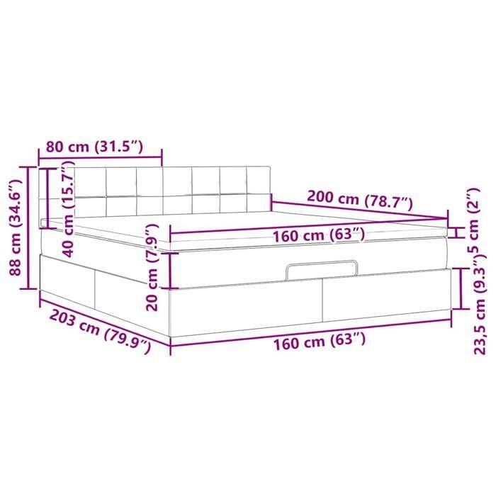 VidaXL Ottoman Bed Frame with Mattress Black 160x200 Cm Velvet 3312634